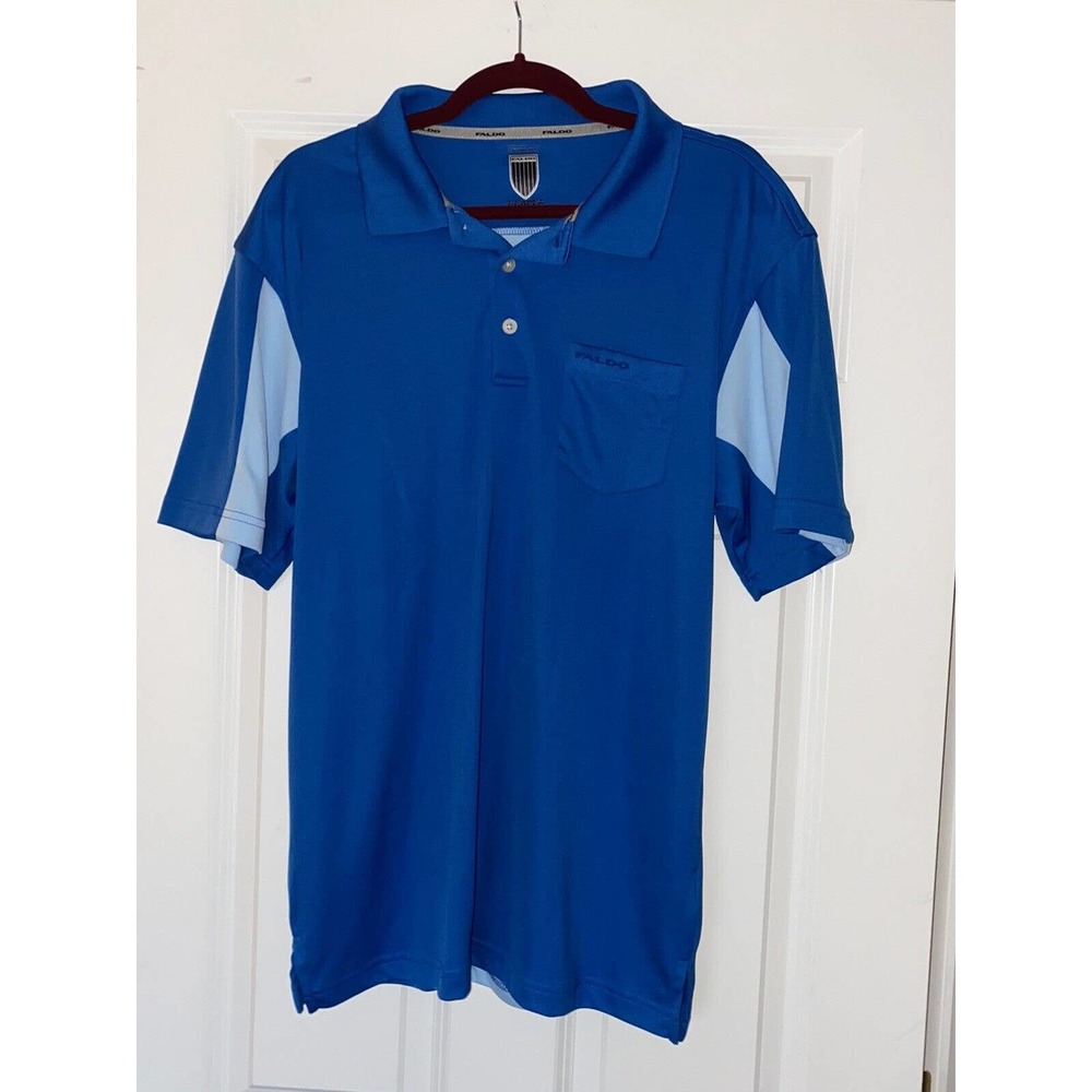 Faldo Claret & Green Shirt Button Front S/S Blue Collared Golf Polo Mens XL